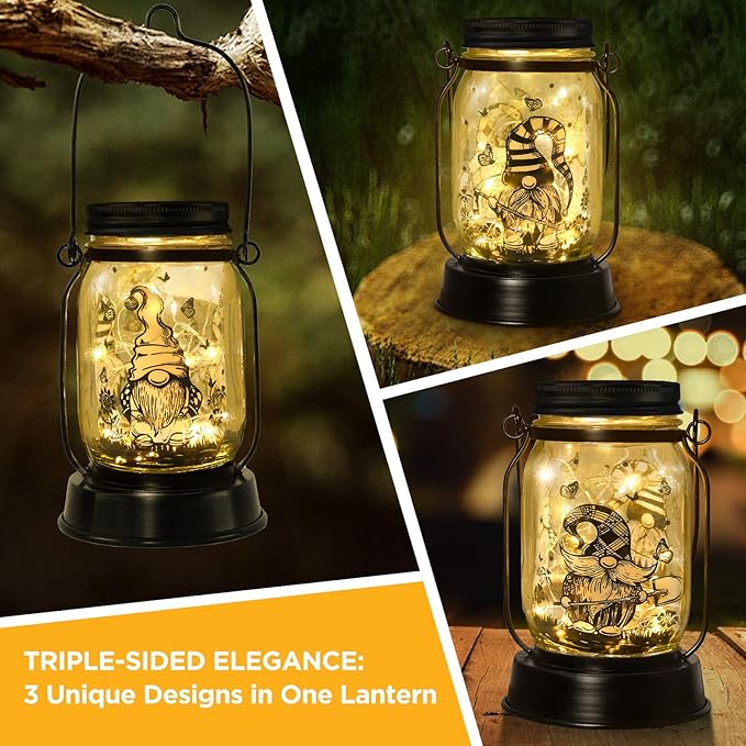 kyoryuger Gnome Gifts for Women/Men Gnome Lovers Solar Lantern Mom Birthday, Mothers Day, Dwarf Solar Funny Garden Decoration Outside for Yard, Patio,Backyard,Porch, Torches
