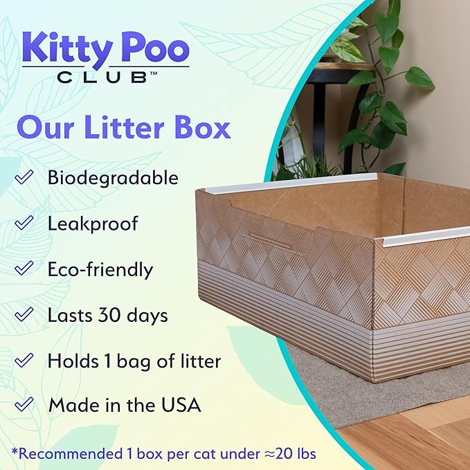 Kitty Poo Club Leakproof Disposable 2-Pack Cat Litter Box with 2 Bags Soy Litter | Superior Odor Control & Recyclable Design | Perfect for Travel, Multi-Cat Homes & Daily Use