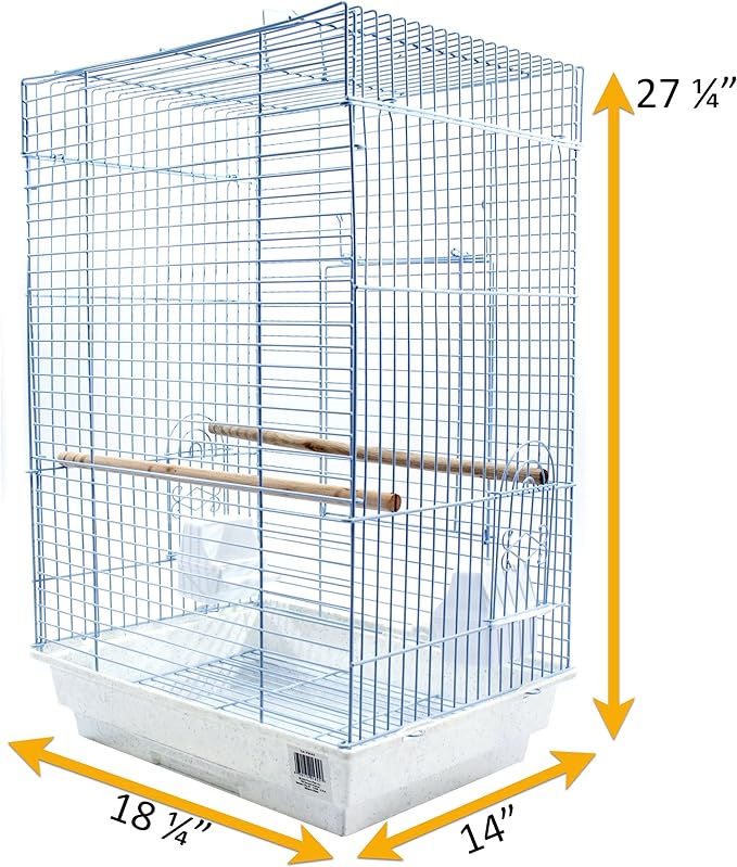 PENN-PLAX Cockatiel & Small Parrot Starter Kit with Birdcage, Cover, and Accessories – Perfect for Cockatiels, Conures, and Small Parrots – Square Dome – White