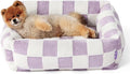 LE SURE Cute Dog Bed for Small Dogs - Washable Puppy Beds,Cozy Rectangle Orthopedic Pet Sofa with Jacquard Shaggy Plush & Anti Slip Bottom,25x21x7inches