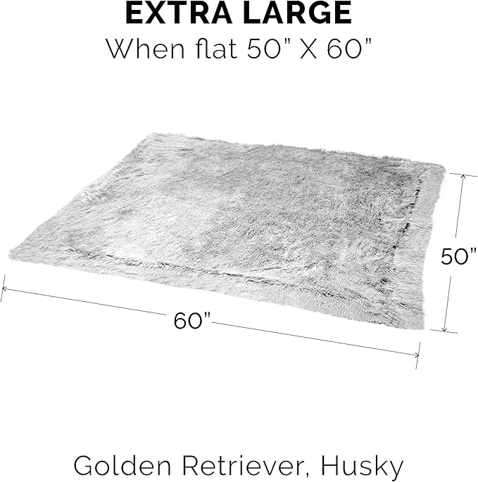 FurHaven Waterproof Throw Blanket For Dogs & Indoor Cats, Reversible Protective Pet Blanket, Extra Large, Long Faux Fur & Velvet, Mist Gray