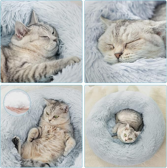 Cat Beds for Indoor Cats,20 Inch Dog Bed for Small Melium Large Dogs, Washable-Round Pet Bed for Puppy and Kitten with Slip-Resistant Bottom