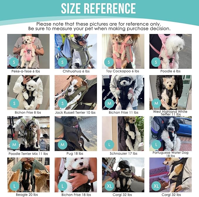 Lukovee Dog Backpack Carrier, Legs Out Easy-fit Dog Front Carrier for Small Medium Dogs, Adjustable Hands Free Dog Chest Carrier for Hiking Cycling (B,Small)