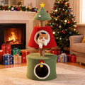 COSIEST 40in Tall Christmas Cat Tree Tower for Cats, Multi-Level Cat Tree House with Sisal Scratching Posts, Unique Kitty Condo & Kittens Play Activity Center for Christmas Decor, Red & Green