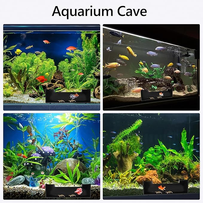 Shrimp Cave Aquarium Tunnel, Aquarium Decor Habitat Decoration, Black Plastic, Modern, Corydora Catfish, Kuhli Loach, Clown Cory Shrimp, Fish, 0.5"D x 2.5"W x 1.5"H