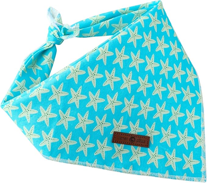 lionet paws Summer Dog Bandana Starfish for Small Medium Large Dogs, Cat Dog Kerchief Triangle Bibs Scarf for Male Female