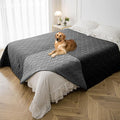 Waterproof Dog Blanket, 82x102 inches Pet Couch Covers for Sofa, Bed Furniture Protector from Dogs Washable and Reversible-Black+Darkgrey