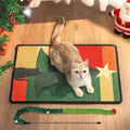 Cat Scratcher Mat,Sisal Cat Scratch Pad,Horizontal Floor Cat Scratching Pads Rug for Indoor Cats,Protector for Wall&Carpets&Sofas,Kitty Xmas-Gift, Includes Cat Toy (M, Christmas)