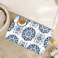 Mandala Flower Dog Food Mat for Floors,Blue Boho Floral Absorbent Quick-Dry Pet Feeding Mat,Cat Dog Bowl Mats for Food and Water,Non-Slip Pet Accessories Supplies 12"x20"