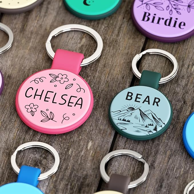 Silent Silicone Dog Tags, Custom Engraved Pet ID Tags for Cats and Dogs, Personalized Small Size Cat Tags with Cute Designs (Designs, Small)