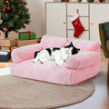 Large Cat Beds for Indoor Cats, Dog Couch Bed, Cute Cat Couch Sofas for Less 20lbs Kitten Puppy, Small Dog Sofas & Chairs with Removable Washable Cover, Soft Warm Pet Furniture, Light Pink