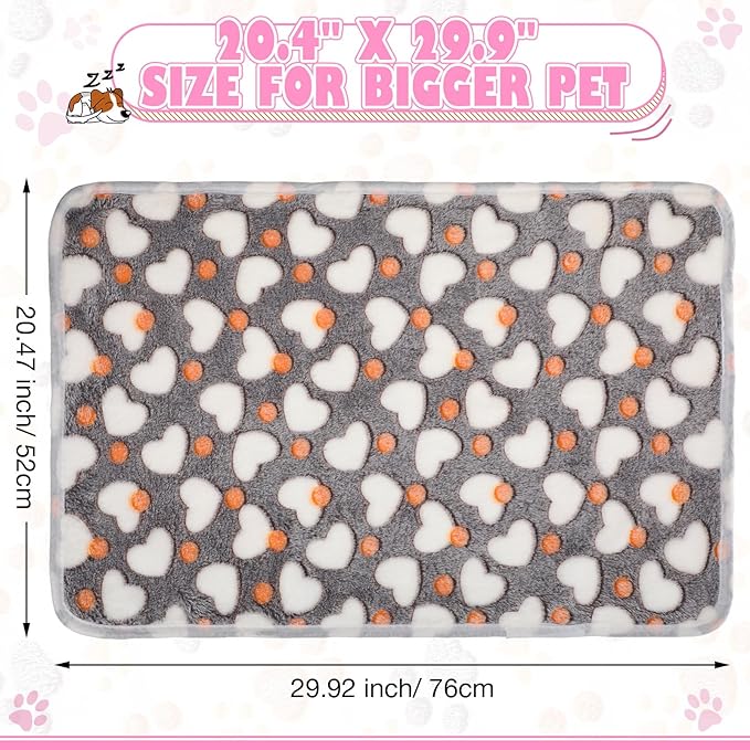 Chumia 18 Pcs Fleece Pet Blanket Soft Warm Sleep Mat Fluffy Cute Puppy Supplies Paw Bone Star Elephant Dot Heart Print Design Bed Blankets for Dog Cat Kitten Animals(30 x 20 Inch,Sweet)