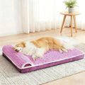 Orthopedic Dog Bed Medium Size Dog with Pillow 30''X20'', Waterproof Soft Comfortable Egg Crate Foam Pet Crate Beds Mat with Removable Washable Cover and Non-Slip Bottom, Lilac