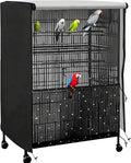 Universal Bird Cage Cover,Pet Cage Cover,100% Shading Oxford Cloth with PU Coating Layer,Good Night for Small Animals,Adjustable Soft Airy Nylon Mesh Net for Round Square Cages (Black, 31.5×21×47in)
