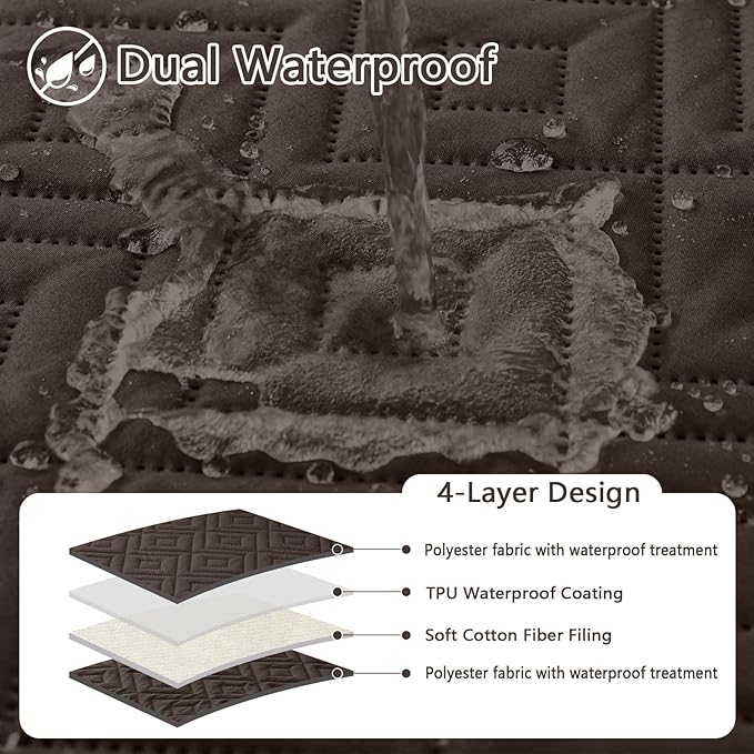 hyha Waterproof Dog Blanket, Soft Dog Bed Cover Pet Blankets, Waterproof Sofa Couch Cover for Dogs Washable, Reversible Pet Couch Covers for Sofa Furniture (52x82 Inch, Chocolate/Chocolate)