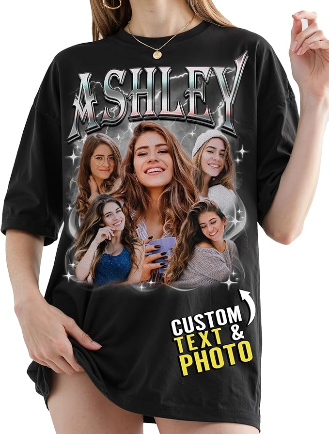 Custom Bootleg Rap Shirt with Photo Text, Vintage Custom Picture Shirt for Girlfriend, Boyfriend, Dad, Mom, Pet Lover Friend
