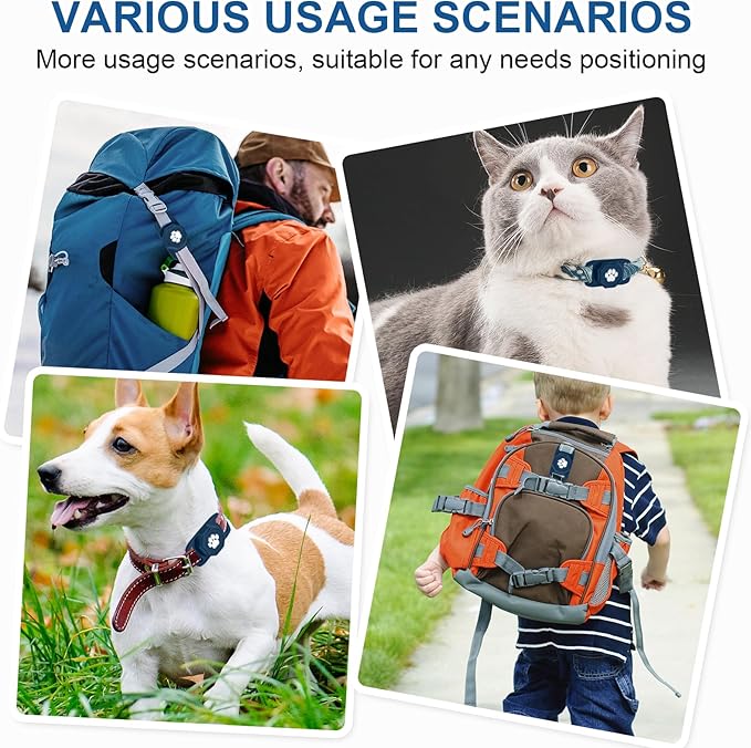Smart Pet Tracker for Collar - Dog Trackers Pet Location Tracker with Holder, No Monthly Fee, Anti-Lost Tracking Device for Pets,Bag Straps, Compatible with Google Android Only(Not for iOS),Blue
