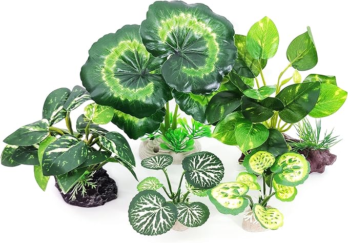 5Pack Tall Aquarium Plants - Reptile Habitat Plants Realistic Silk Fake Betta Fish Tank Decor for Terrarium Aquascaping
