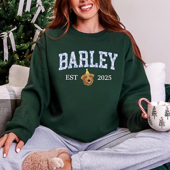 Custom Pet Sweatshirts with Photo and Name, Personalized Dog Sweatshirt, Gifts for Dog Mom, Dad