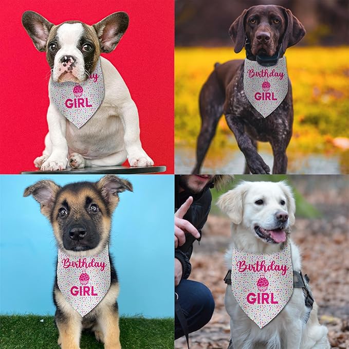 Dog Birthday Bandana Birthday Girl Pet Scarf Bibs Accessories Party Supplies for Dog Lover Small Medium Puppy Bandanas Girl