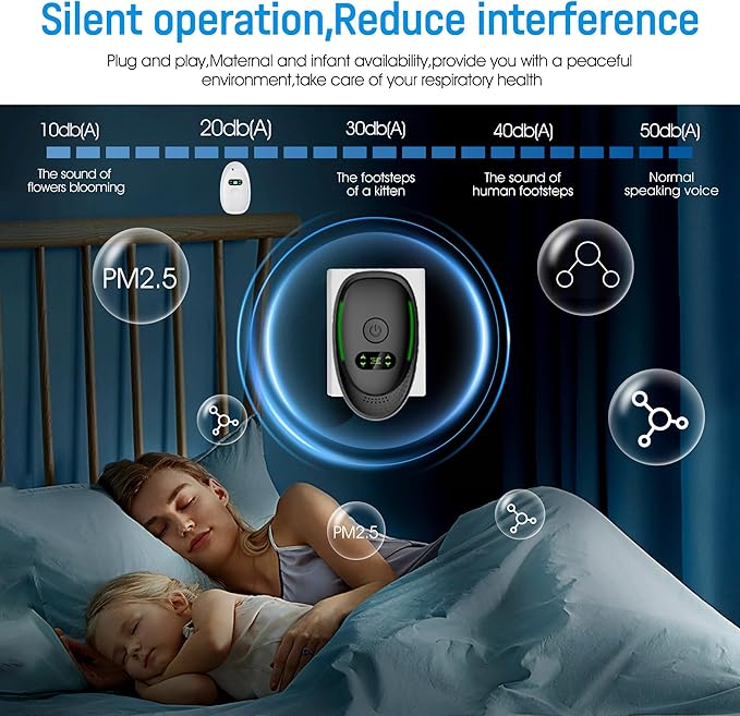 Plug-In Air Purifier 4 Pack ，Negative Air Ionizer for Home, Air Freshener Odor Reducer for Home from Pets Smoke Smell Kitchen Odor Black