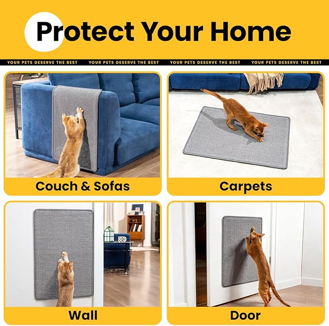 Cat Scratcher Mat,Natural Sisal Cat Scratch Pad,Horizontal Floor Cat Scratching Pads Rug for Indoor Cats Grinding Claws Nails,Cat Furniture Protector for Couch & Carpets & Sofas