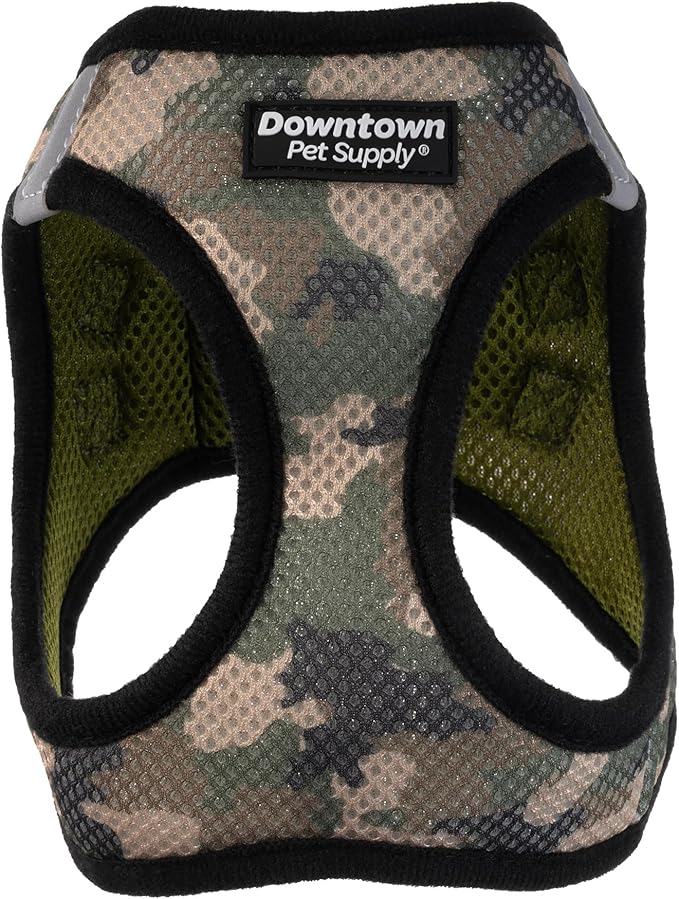 Downtown Pet Supply Step-in Dog Harness for Small Dogs - X-Small, Camo Green - Adjustable, No Pull, Reflective Trim, Padded Mesh Fabric, Buckle Strap