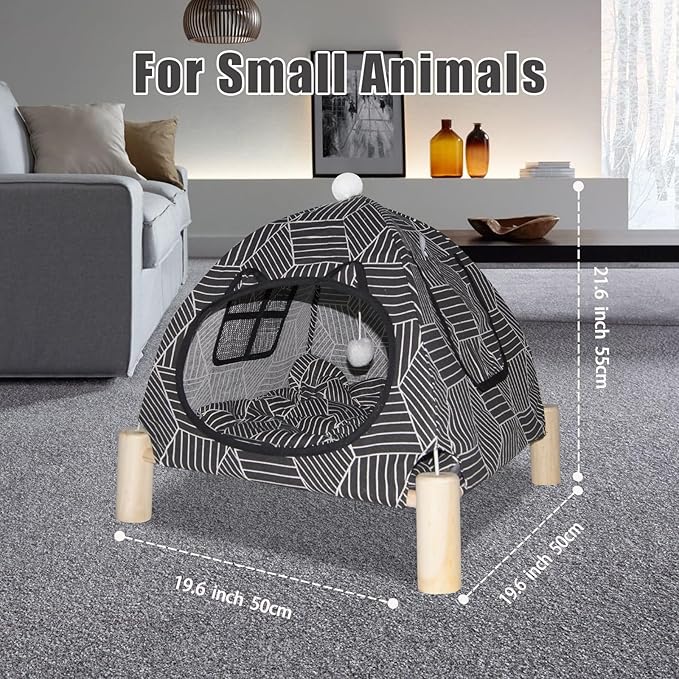Pozico Portable Cat Tent Bed – Foldable Indoor Tent Bed for Cats & Small Dogs, Washable Cushion, Cozy Hideaway for Kittens & Cats, Easy Assembly & Travel