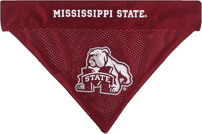 Pets First Collegiate Pet Accessories, Reversible Bandana, Mississippi State Bulldogs, Small/Medium