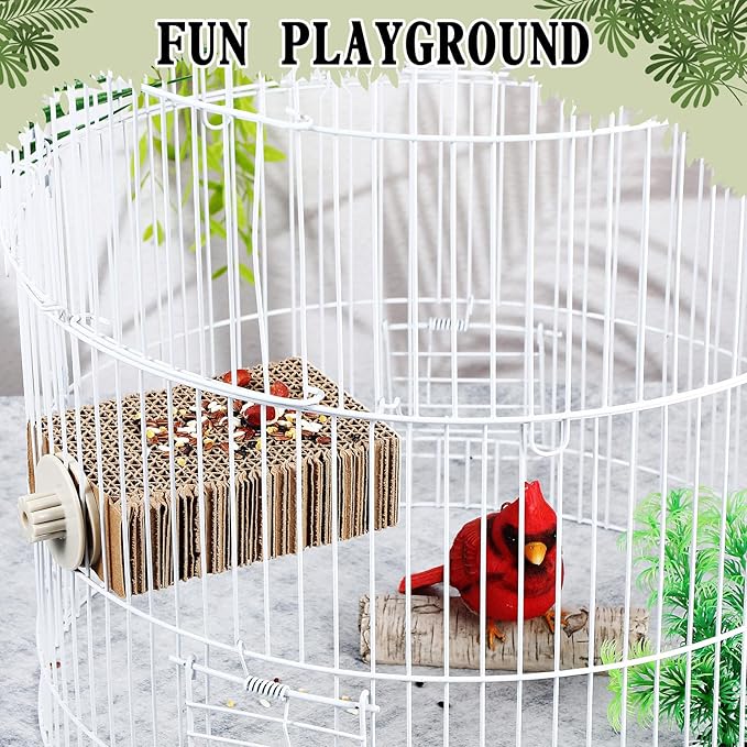 Skyygemm 2 Pieces Parrot Toy Bird Chew Cage Accessories Flat Perch Bird Paw Grinding Stand Parrot Cage Playground for Macaws, Small Parakeets, Conures, Budgies, Finches Conure Cockatiel(Small)