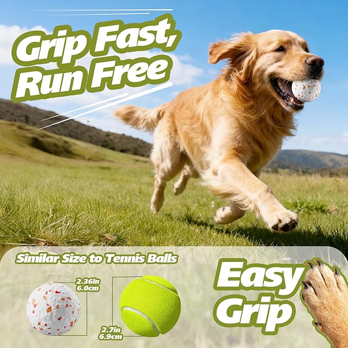 E-TPU Dog Balls 3 Pack - Interactive Tennis Balls Alternative for Aggressive Chewers, Indestructible Chew Toys for Puppy Teething, Keep Dogs Busy, Suit for Large Medium Small Breed