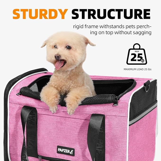 Top Loading Medium Cat Carrier with Privacy Protection for Nervous Pet, Soft-Sided Small Puppy Travel Crate Vet Visit, Kitty Cage Kennel Bag Suitcase Luggage Sleeve, 18x11x11 Inch Pink