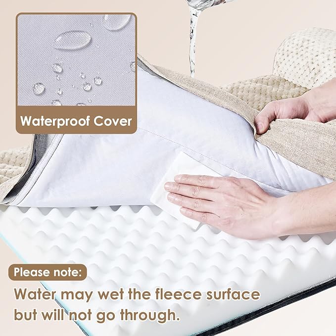 EHEYCIGA Memory Foam Dog Bed Large Size Dogs, Orthopedic Dog Bed Large with Washable Removable Cover, Waterproof Pet Sofa Couch with Nonskid Bottom, 36x27x6, Beige