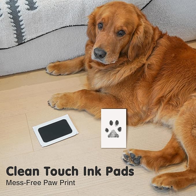 Inkless Paw Print Kit for Dogs,Cats & Babies - Clean Touch Dog Nose & Baby Handprint Kit,Mess Free Dog Paw Print Kit,1-Pcs Ink Pad & 1 Wooden Frame - Keepsake Gifts for Pet Lovers,New Moms