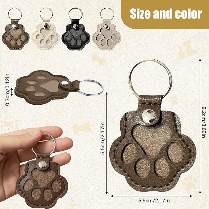Personalized Dog Hair Keychain Pet Fur Keepsake Pet Memorial Cute Storage Keychains Cat Paw Shaped Key Chain to Store Fur