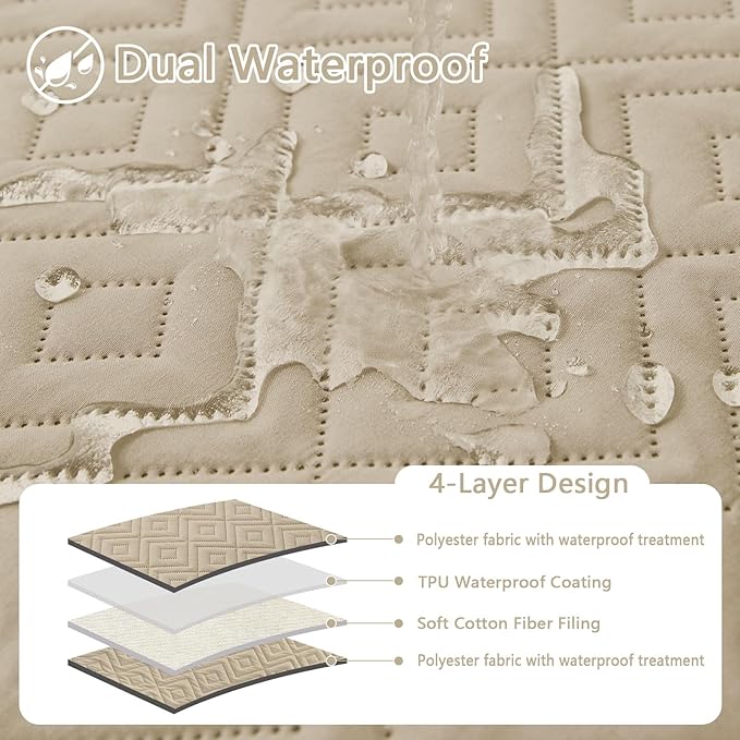hyha Waterproof Dog Blanket, Soft Dog Bed Cover Pet Blankets, Waterproof Sofa Couch Cover for Dogs Washable, Reversible Pet Couch Covers for Sofa Furniture (68x82 Inch, Taupe/Taupe)
