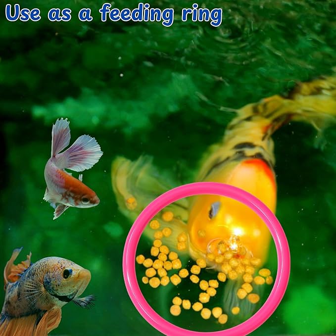 Betta Ring Enrichment Toys with Filter Ball set, Turtle Water Cleaner Ball, Aquarium Feeding Ring with Nitrifying Balls, Betta Fish Toy, Aquatic Turtle Enrichment Toy, Tortoise Supplies (Pink, M-70mm)
