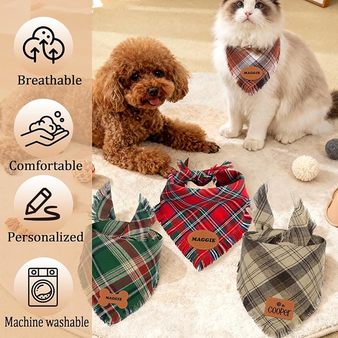 Personalized Dog Gifts Withe Name Custom Dog & Cat Bandana Personalized Pet Neckwear Dogs Costume Accessories for Small Medium Large Dogs Cats Birthday Valentines Day Gifts