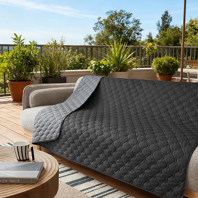 gogobunny 100% Double Sided Waterproof Dog Blanket Soft Pet Bed Cover Reversible Protect Furniture Couch Sofa Car for Puppy Large Dog Cat (Dark Charcoal/Light Charcoal, 68x82 Inch (Pack of 1))