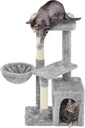 Topeakmart Cat Tree Tower for Indoor Cats, 34.5in Cat Activity Center with Condo & Scratching Post, Cat Climbing Tower Play House w/Large Perch, Platform, Basket for Kitten, Light Gray