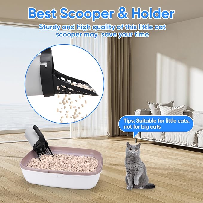 MYPIN Cat Litter Scooper with Holder, Upgraded Cat Litter Shovel with Bags and Waste Can, Cat Scooper with Extra 135 Count Litter Waste Bags, Large Capacity Portable Litter Shovel