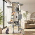 84.6" Multi-Level Tall Cat Tree Tower for Indoor Kitties Larger Cat Condo Furniture with Hammock Cozy Perches Sisal Scratching Posts XXL Pet House (84.6 inch Light Gray)