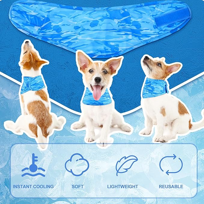 Talltalk 5 Pieces Dog Cooling Bandanas Neck Wraps Ice Scarf Pet Dog Cooling Collar Hunting Training Hiking Camping Accessories for Summer(XL)