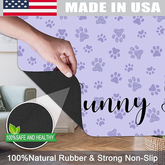 Personalized Dog Cat Mat with Name Photo Custom Placemat Feeding Mats for Food and Water Customized Non-Slip Waterproof Doormat for Bowls Outdoor Indoor Floors Gifts for Pet Owner