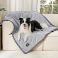 Luciphia Waterproof Pet Blanket, Liquid Pee Proof Dog Blankets for Sofa Bed Couch, Reversible Sherpa Fleece Furniture Protector Cover for Small Medium Large Dogs Cats,Light Grey Large（65" x 57"）