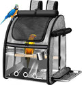 SUERTREE Bird Carrier Bag with Indestructible Stainless Steel Mesh, Bird Travel Cage with Stand, Easy to Clean Backpack for Parrot, Portable Bird Travel Bag, Grey
