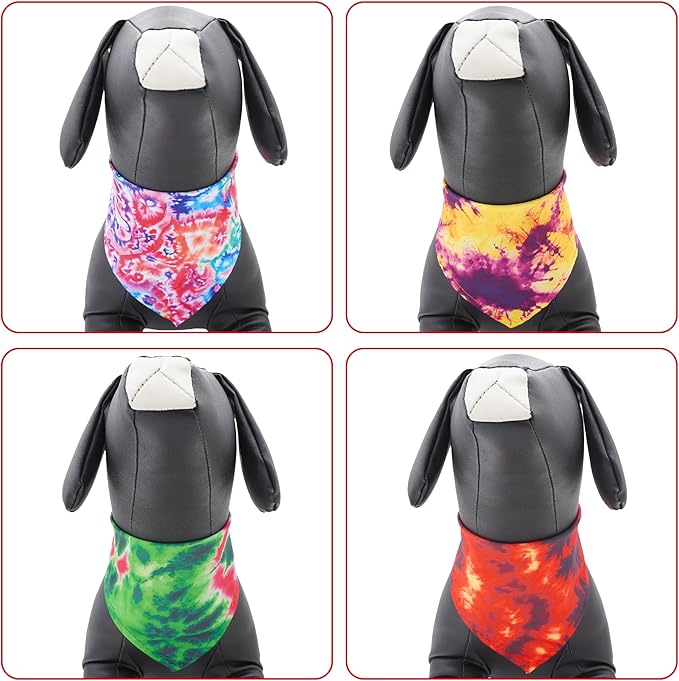 30 Pcs Tie Dye Dog Bandanas for Small Dogs Stitch Dog Bandana Bulk Reversible Print One Side Polyester Puppy Scarves Party Grooming S