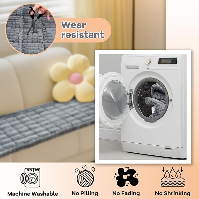 Washable Dog Couch Cover Protector, Non Slip Dog Bed Mat Machine Washable Large Blanket for Dogs, Pet Couches Covers for Sofa (Grey, 24.8 * 53.9 '')