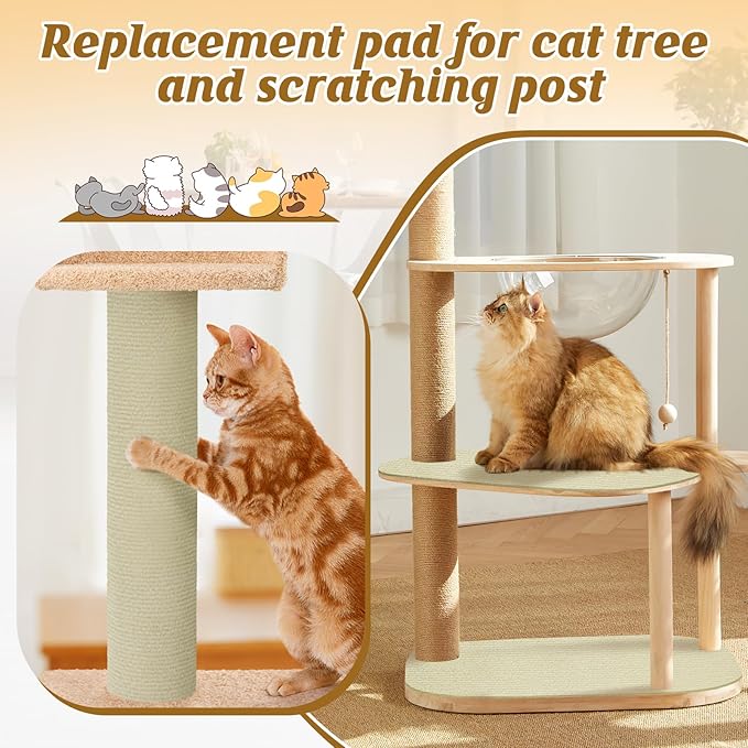 39.3''x14.6'' Trimmable Cat Scratch Furniture Protector - Climbing Self-Adhesive Cat Scratching Pad Mat, Couch Protector from Claws for Scratch Post Cat Tree Shelves Wall, Beige