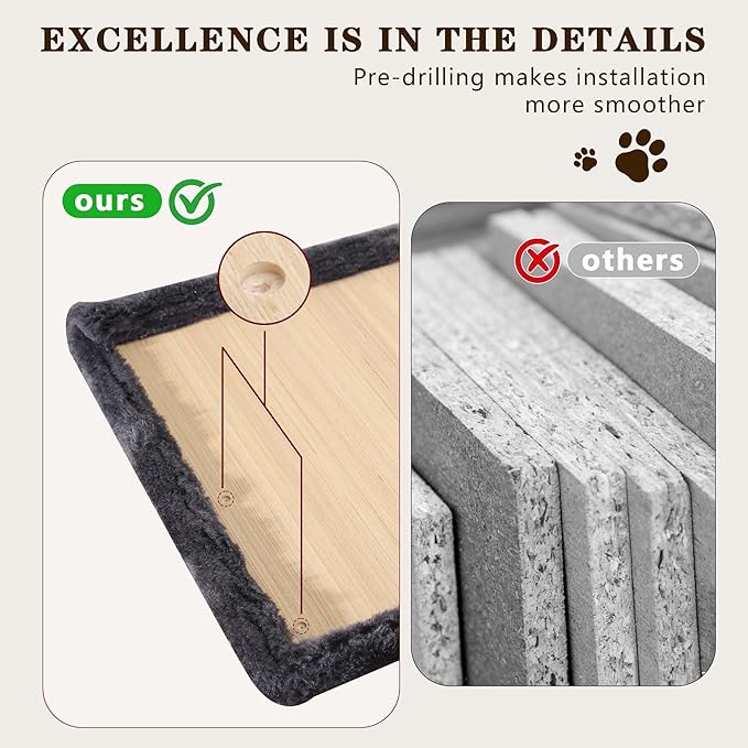 ANWA 5-in-1 Cat Wall Shelves with Scratching Posts & Cozy Condo, Space-Saving Cat Wall Furniture with Scratcher, Multi-Level Cat Wall Climber with Floating Shelves for Indoor Cats, Dark Gray